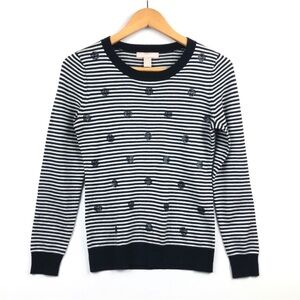Banana Republic Black And White Stripe Crew Neck Knit Sweater XS